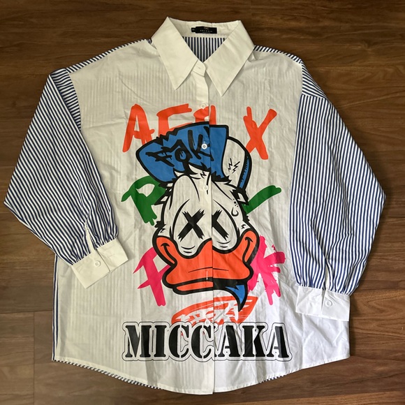 Coleman Collection Oversize Shirt MICCAKA duck Graphic Design Size S - Picture 2 of 8